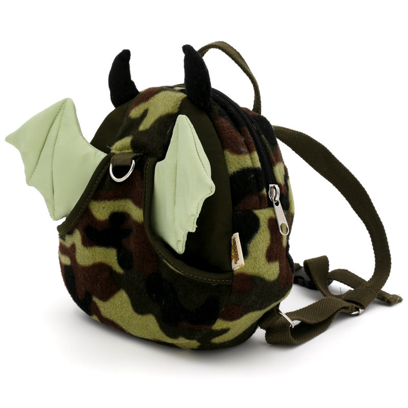 Cartoon Anti-Lost Toddler Backpack Plush Kids Mini School Bag – Camo Monster (with Safety Leash)