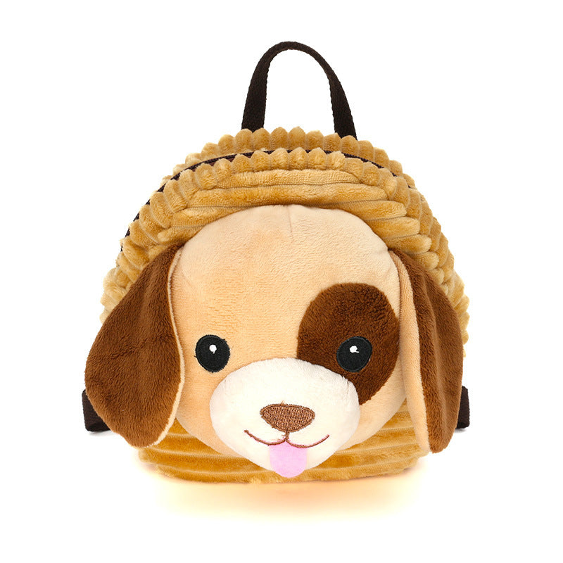 Cartoon Anti-Lost Toddler Backpack Plush Kids Mini School Bag – Cute Puppy (with Safety Leash)