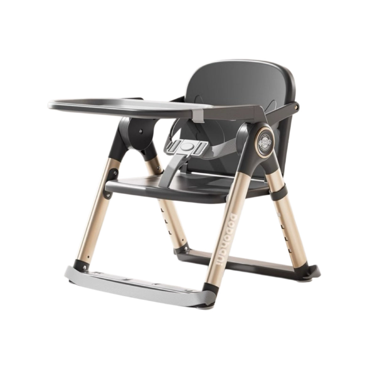 Foldable Baby High Chair – Portable Toddler Feeding Seat with Double Tray & Safety Belt (Black)
