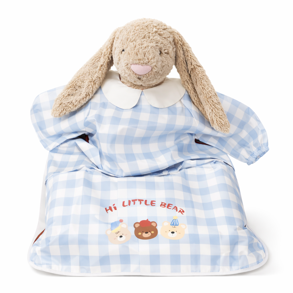 All-in-one waterproof baby feeding bib Blue