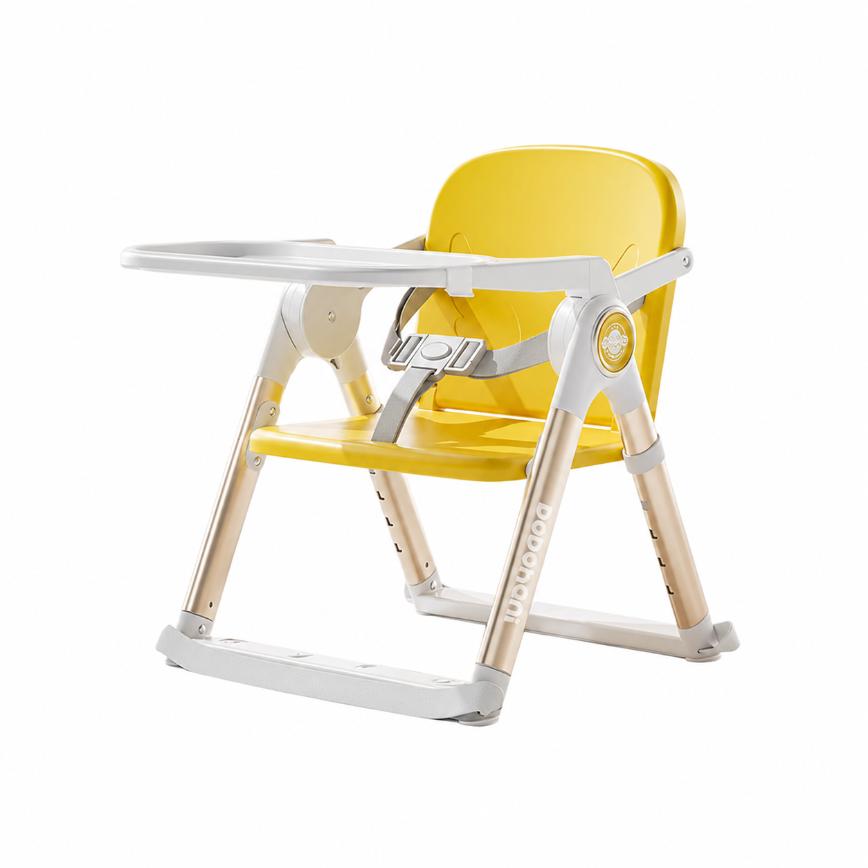 Foldable Baby High Chair – Portable Toddler Feeding Seat with Double Tray & Safety Belt (Yellow)