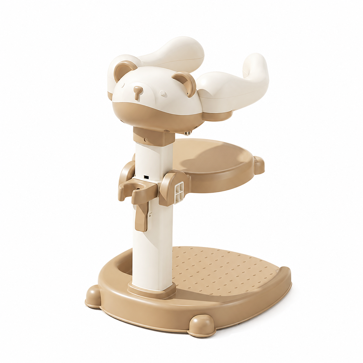 Baby Standing Bath Support Seat – Infant & Toddler Bathtub Helper, Non-Slip Bath Stand for Easy Cleaning & Comfortable Bathing(Bear/Brown)