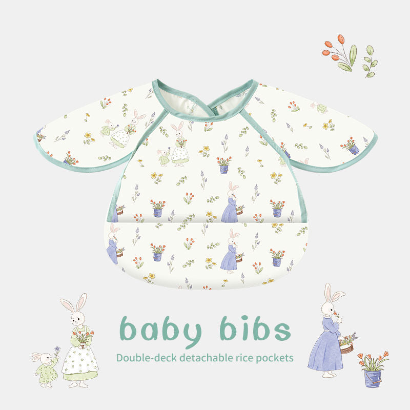 INS Style Baby Waterproof Feeding Smock Toddler Bib Apron (Pastoral Bunny)