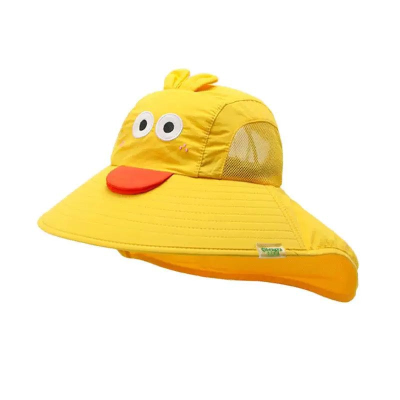 Kids Summer Sun Hat – Wide Brim UV Protection(Yellow with Whistle)