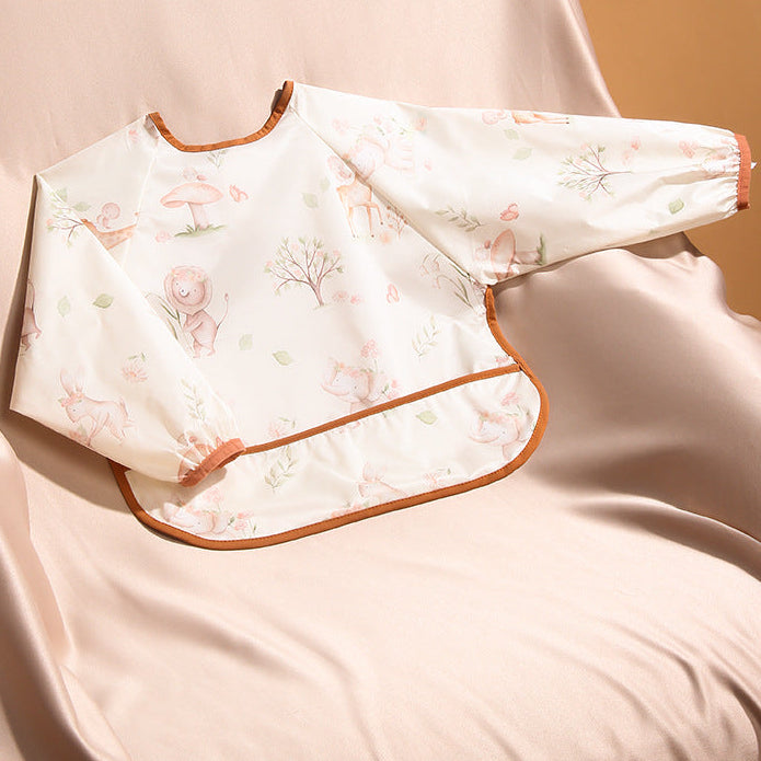 Baby Waterproof Long Sleeve Feeding Smock – Anti-Stain & Easy-Clean Toddler Bib Apron for Spring/Summer (Monet Garden TPU,L 60–80cm)